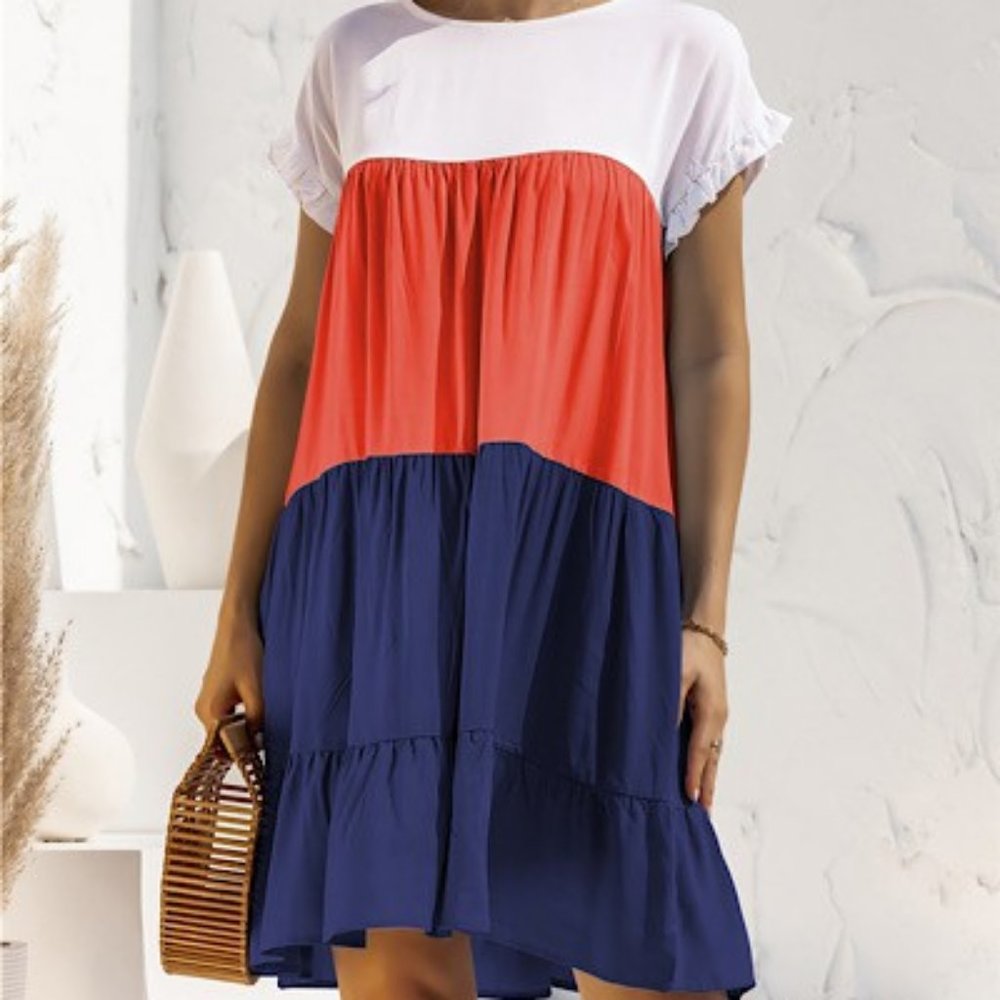 Colorblock Ruffle Dress